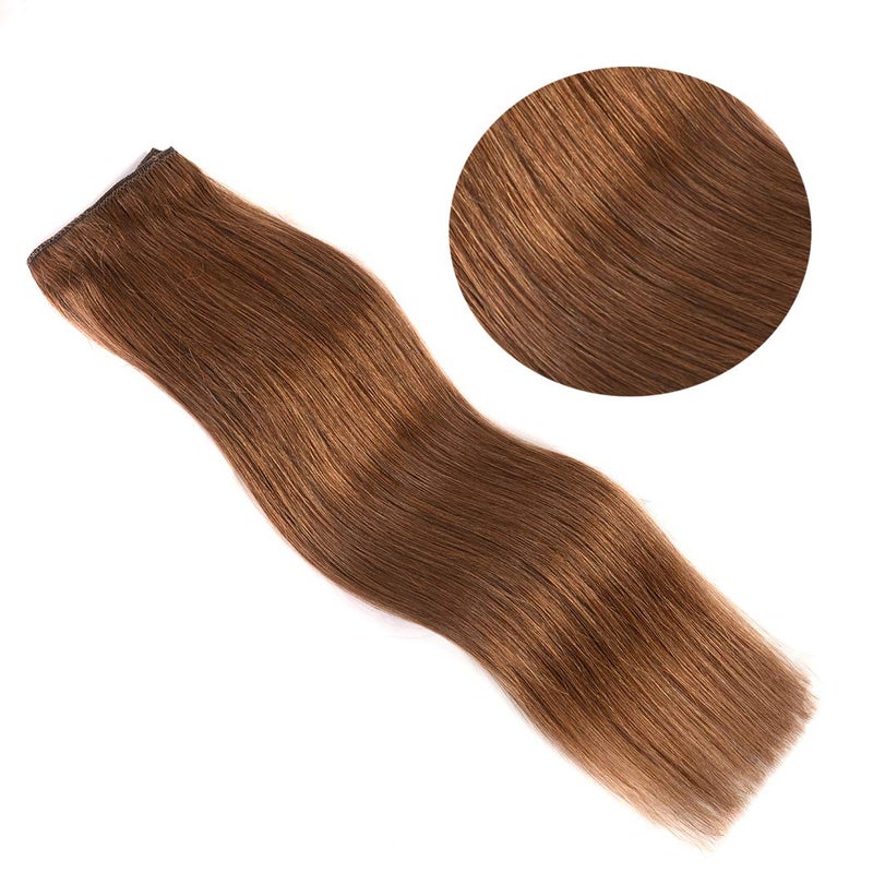 Winsky 16" Clip in Hair Extensions Remy Human Hair for Women - Silky Straight Clip in Hair Extensions Human Hair 55grams 4pieces Chestnut Brown #8 Color - Image 5